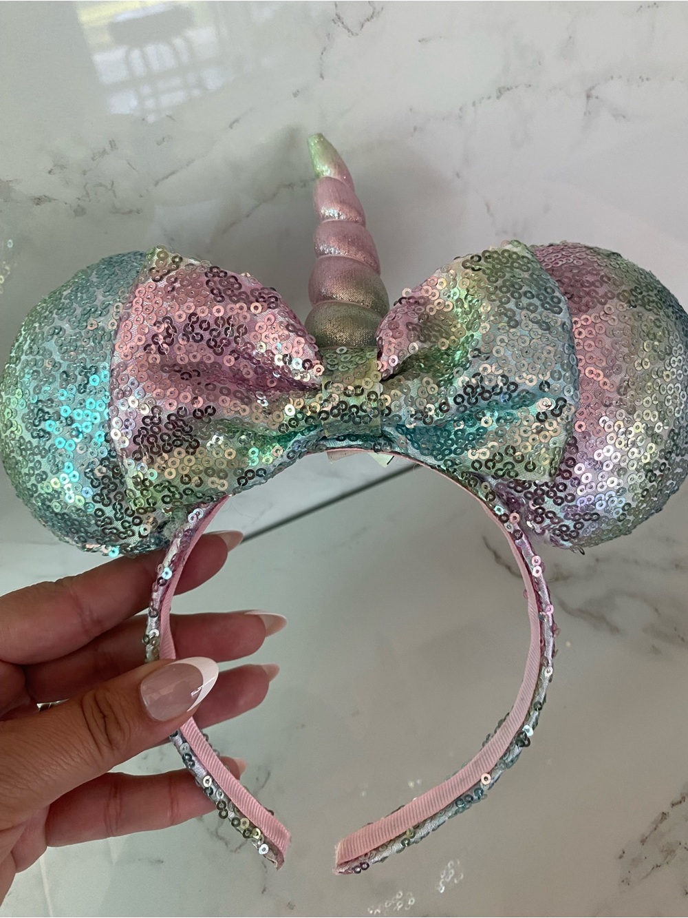 Disney Iridescent Pastel Sequin Unicorn Mouse Ears Headband